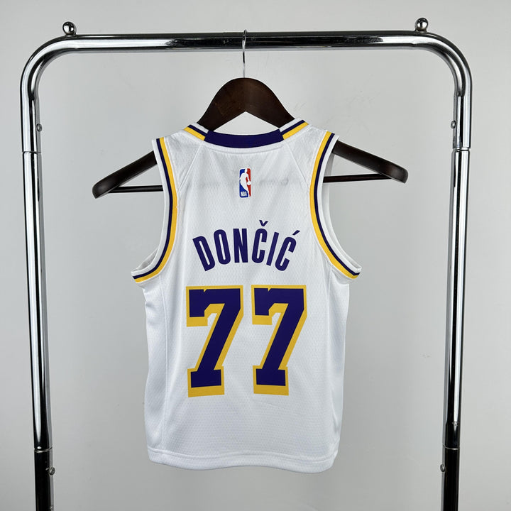 Kids Los Angeles Lakers Dončić #77 Jersey – White (Youth Size)