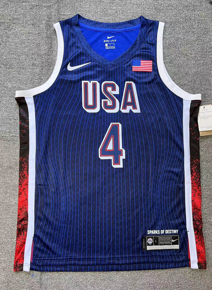 USA National Basketball Jersey – Olympics 2024 Stephen Curry (Blue)