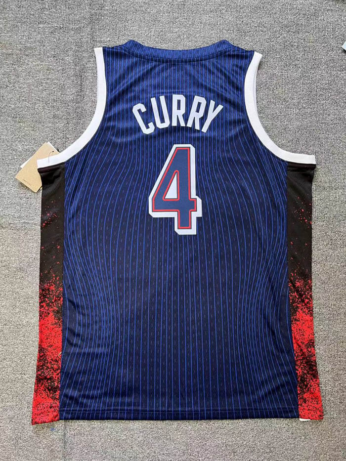 USA National Basketball Jersey – Olympics 2024 Stephen Curry (Blue)