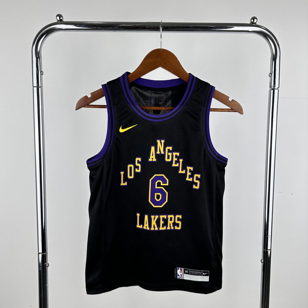 Kids Los Angeles Lakers James #6 Jersey – Black (Youth Size)