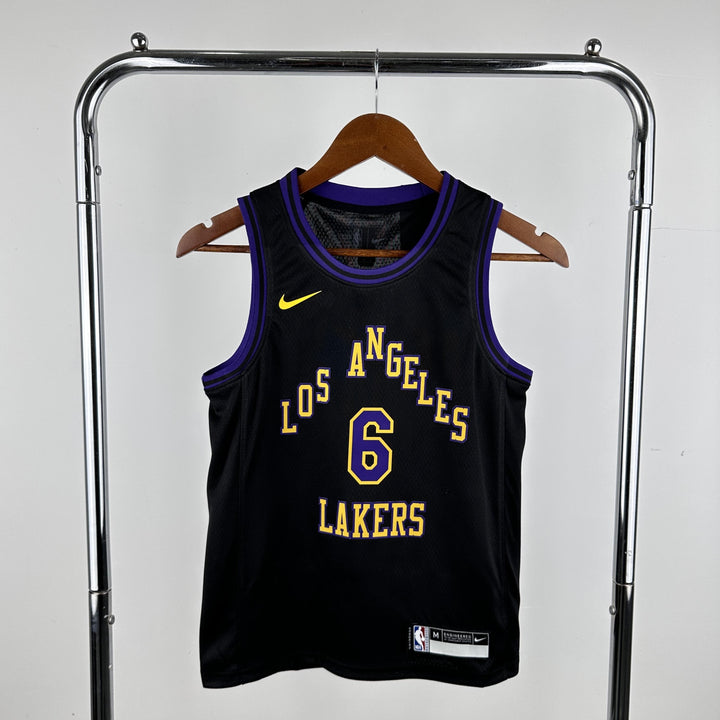 Kids Los Angeles Lakers James #6 Jersey – Black (Youth Size)
