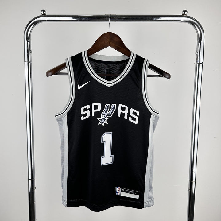 Kids San Antonio Spurs Wembanyama #1 Jersey – Black (Youth Size)