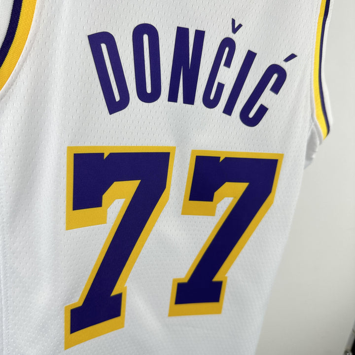 Kids Los Angeles Lakers Dončić #77 Jersey – White (Youth Size)