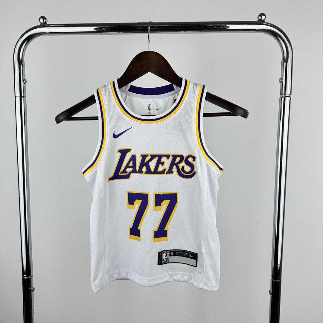 Kids Los Angeles Lakers Dončić #77 Jersey – White (Youth Size)