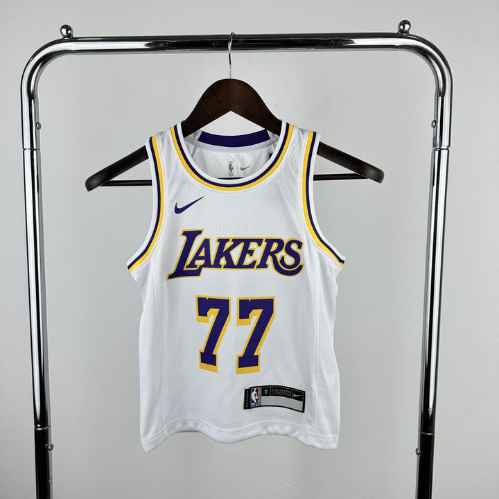 Kids Los Angeles Lakers Dončić #77 Jersey – White (Youth Size)