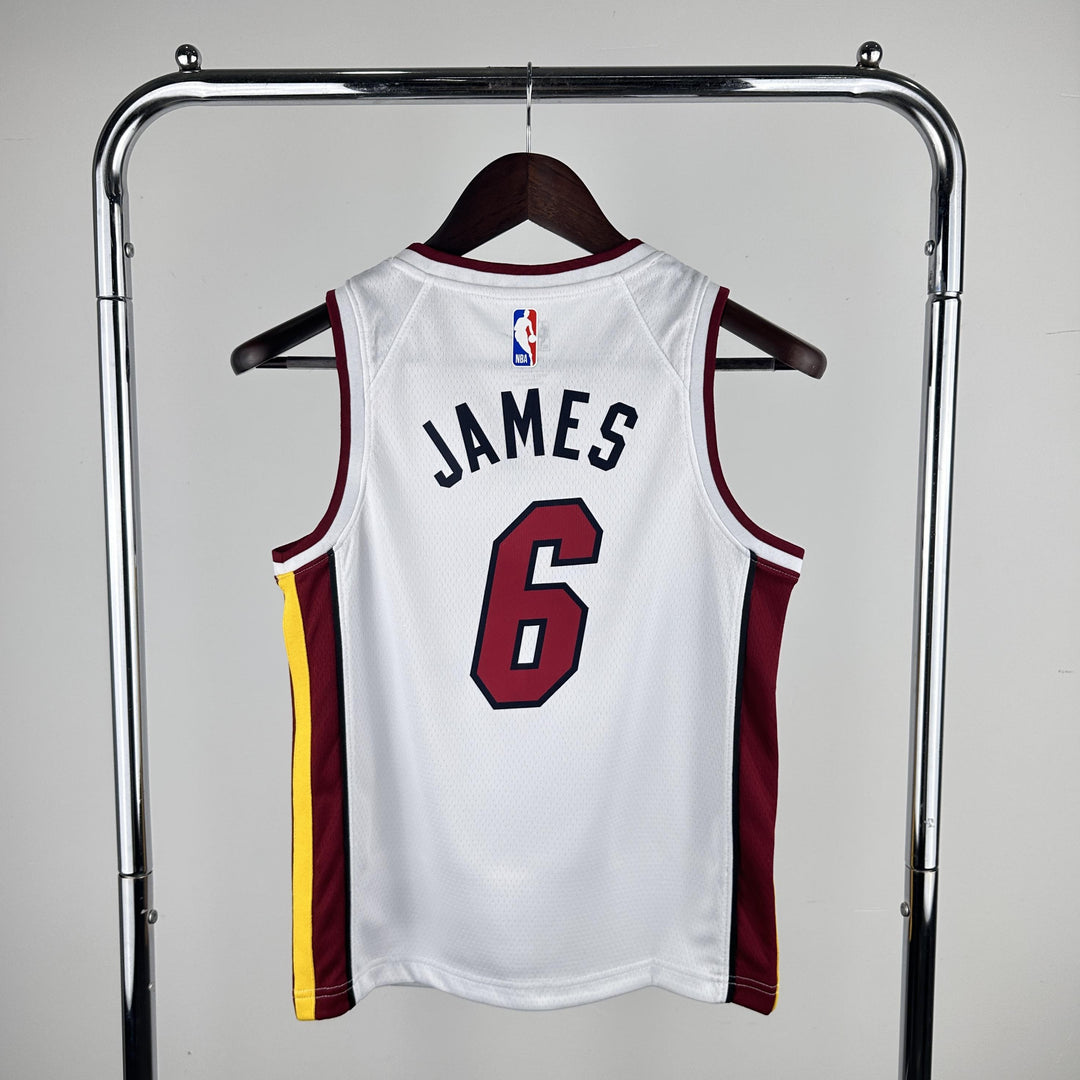 Kids Miami Heat James #6 Jersey – White (Youth Size)