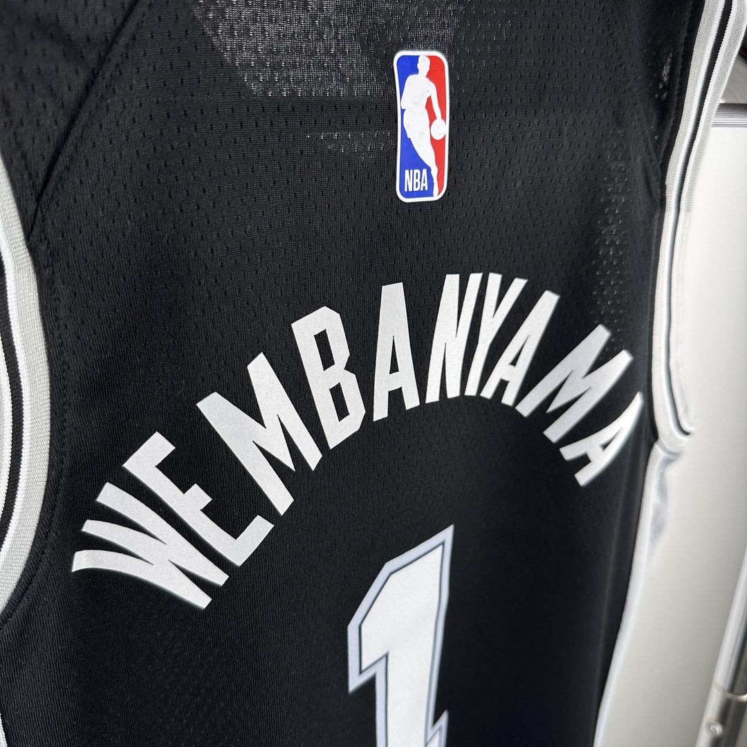 Kids San Antonio Spurs Wembanyama #1 Jersey – Black (Youth Size)
