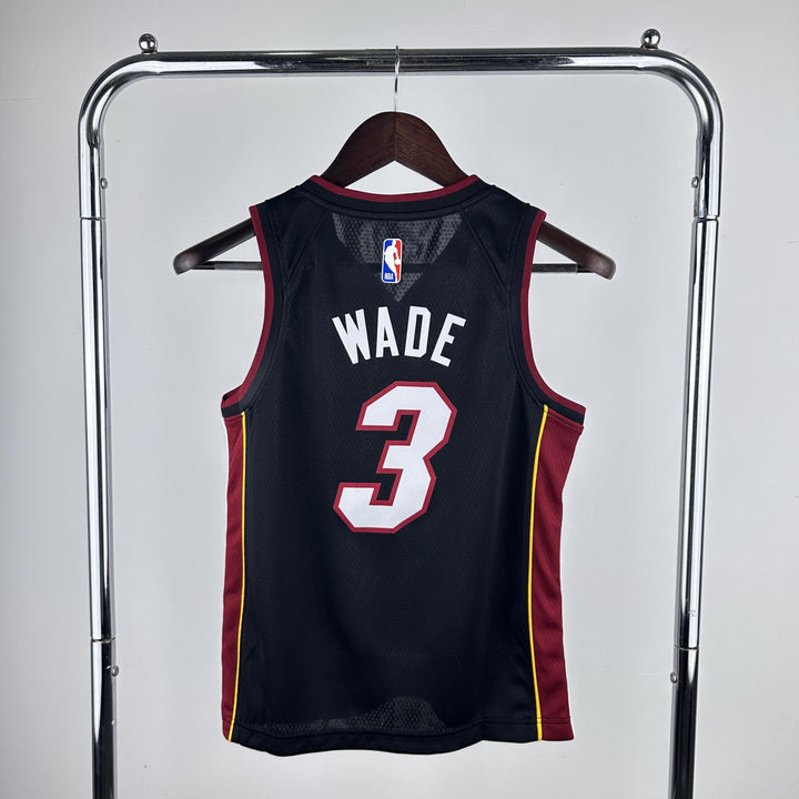 Kids Miami Heat Wade #3 Jersey – Black (Youth Size)