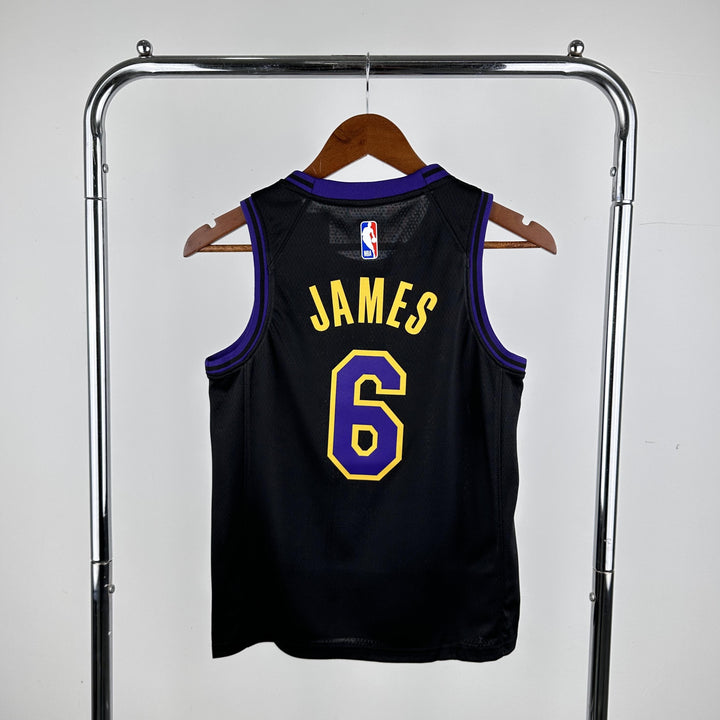 Kids Los Angeles Lakers James #6 Jersey – Black (Youth Size)