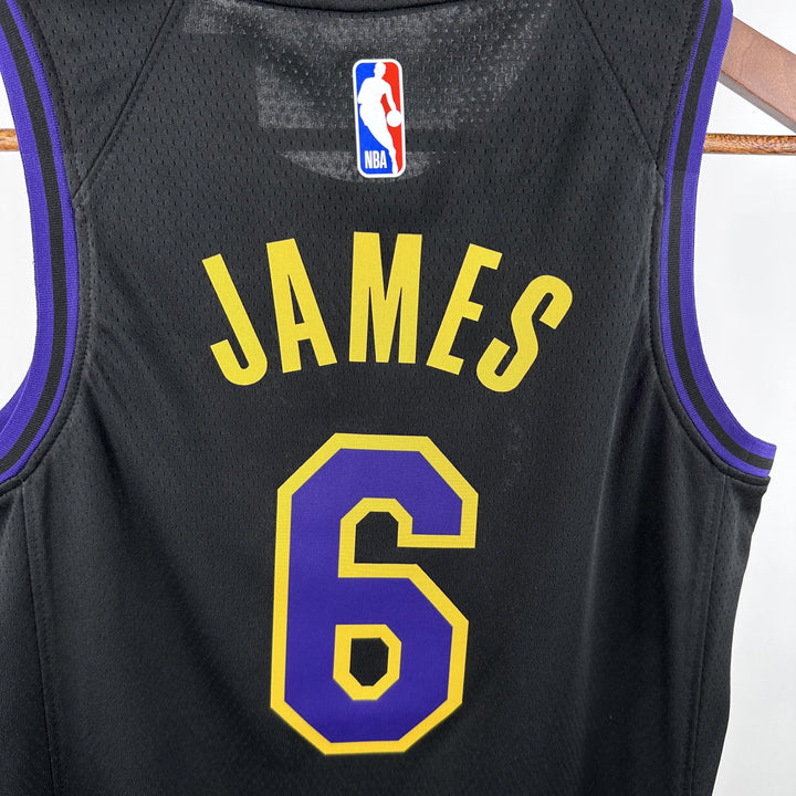 Kids Los Angeles Lakers James #6 Jersey – Black (Youth Size)