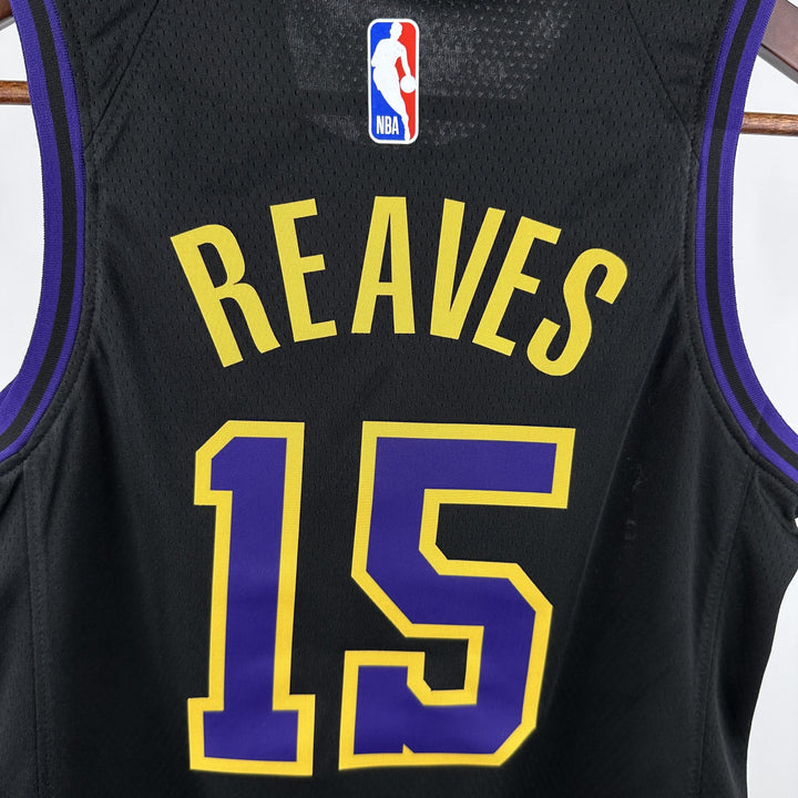 Kids Los Angeles Lakers Reaves #15 Jersey – Black (Youth Size)