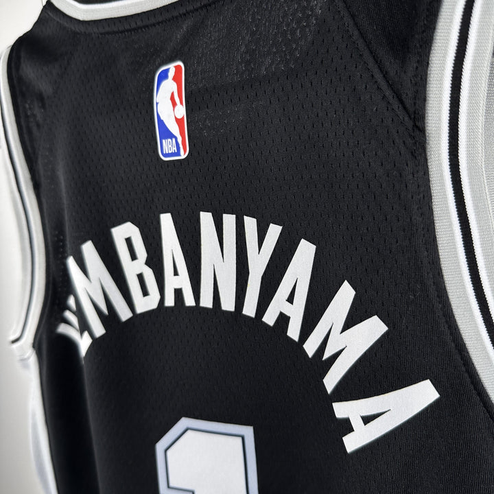 Kids San Antonio Spurs Wembanyama #1 Jersey – Black (Youth Size)