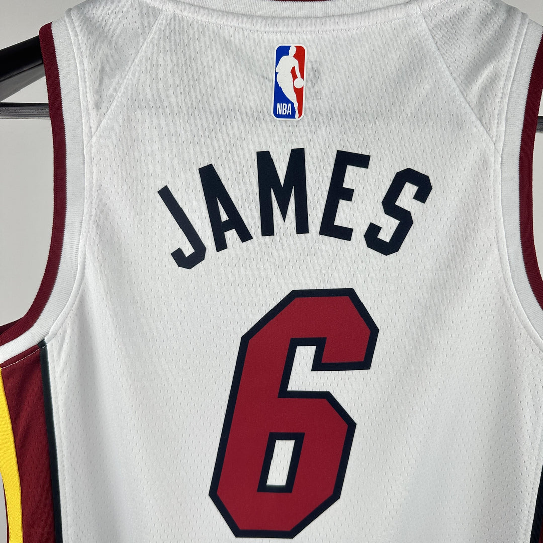 Kids Miami Heat James #6 Jersey – White (Youth Size)