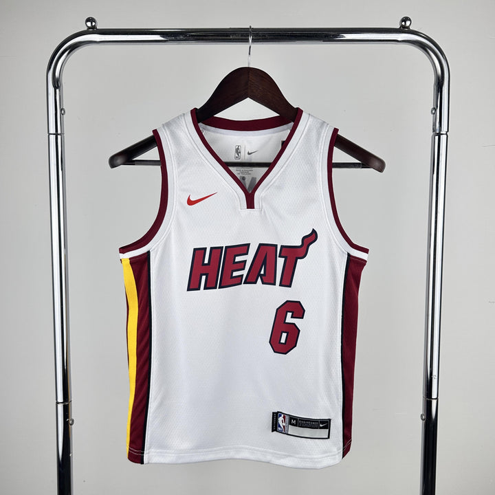 Kids Miami Heat James #6 Jersey – White (Youth Size)