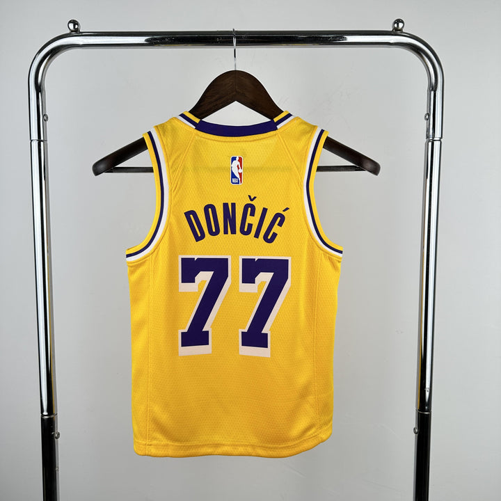 Kids Los Angeles Lakers Dončić #77 Jersey – Yellow (Youth Size)