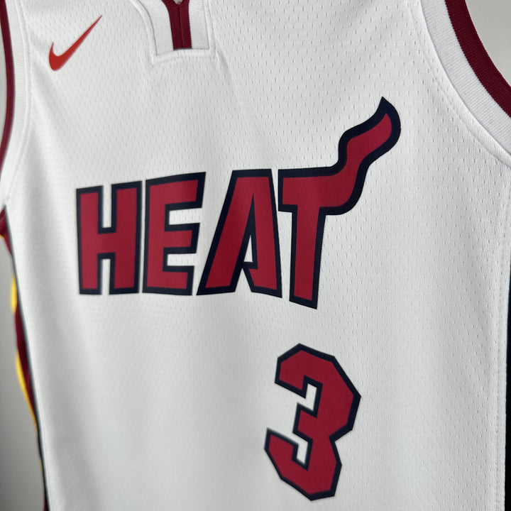 Kids Miami Heat Wade #3 Jersey – White (Youth Size)