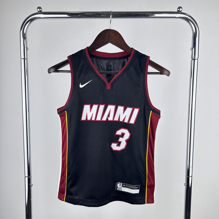 Kids Miami Heat Wade #3 Jersey – Black (Youth Size)