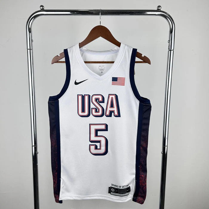 USA National Basketball Jersey – Olympics 2024 (White)