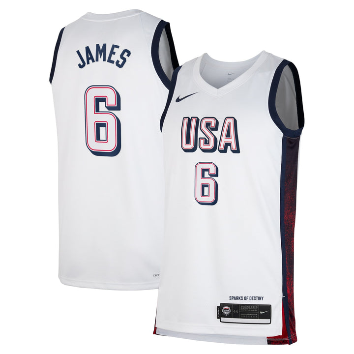 USA National Basketball Jersey – Olympics 2024 LeBron James (White)