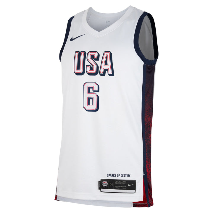 USA National Basketball Jersey – Olympics 2024 LeBron James (White)