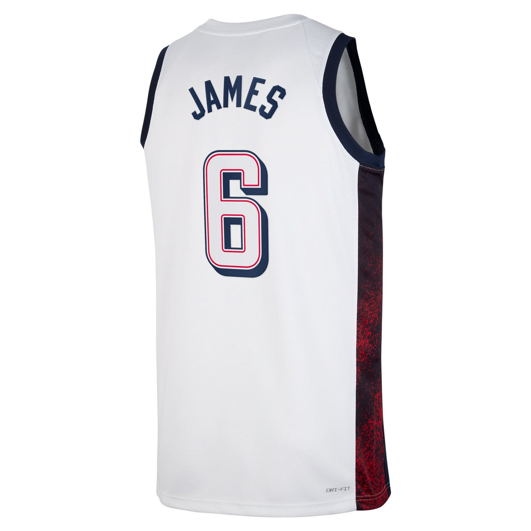 USA National Basketball Jersey – Olympics 2024 LeBron James (White)