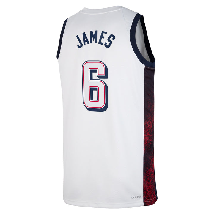 USA National Basketball Jersey – Olympics 2024 LeBron James (White)