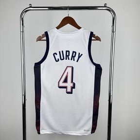USA National Basketball Jersey – Olympics 2024 Stephen Curry (White)
