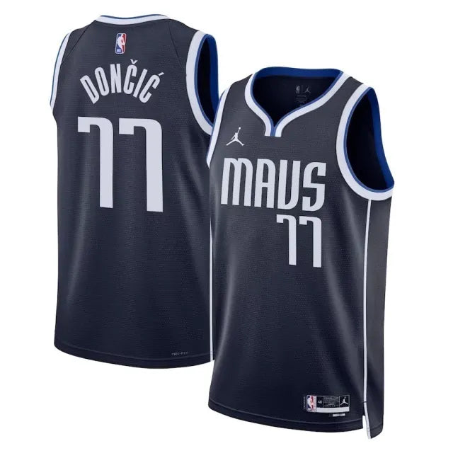 Dallas Mavericks Statement Edition 23/24 Luka Dončić #77 Jersey – Navy Blue