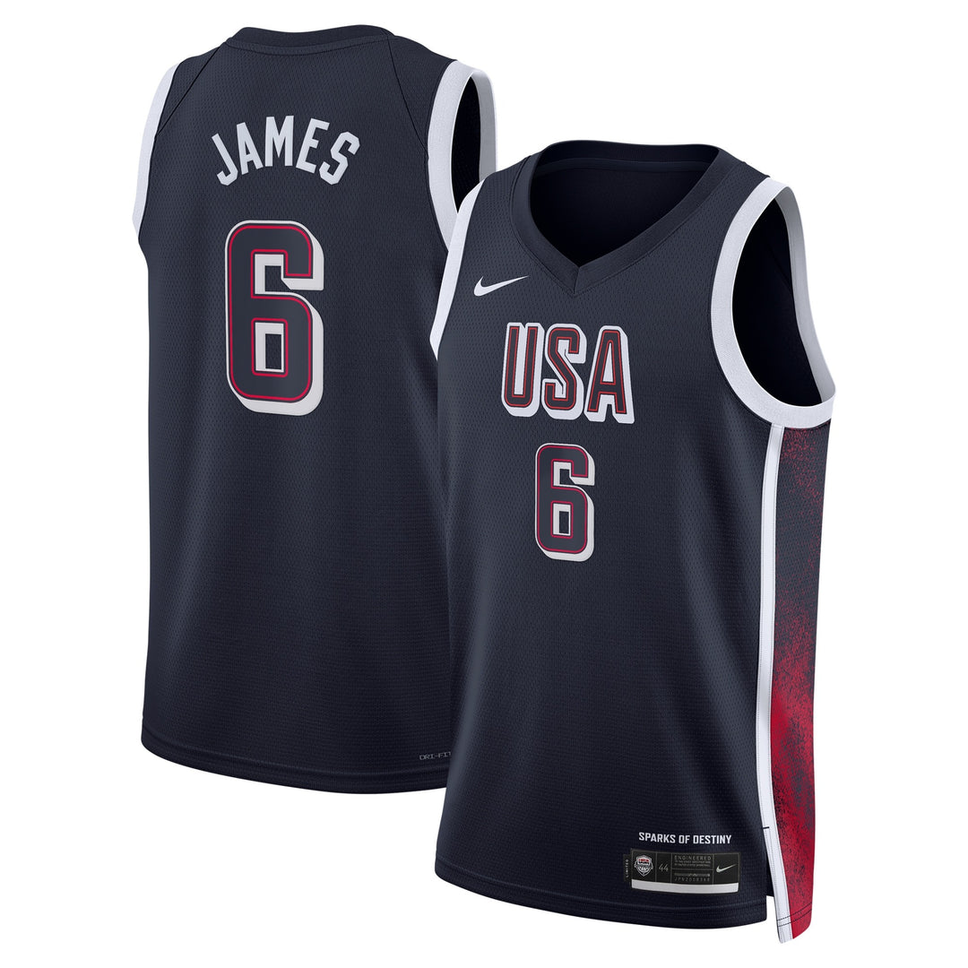 USA National Basketball Jersey – Olympics 2024 LeBron James (Blue)