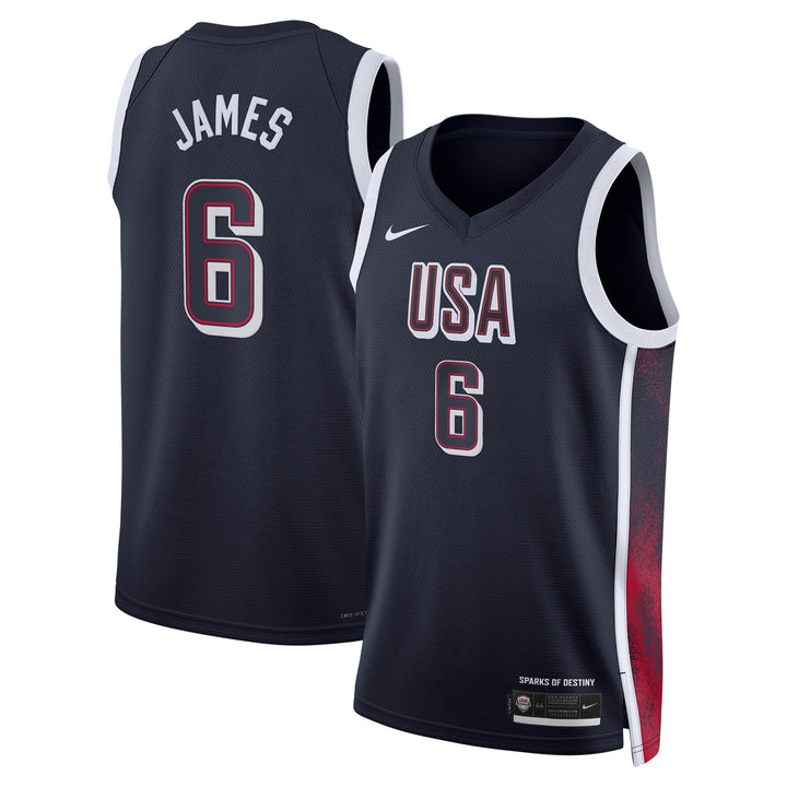 USA National Basketball Jersey – Olympics 2024 LeBron James (Blue)