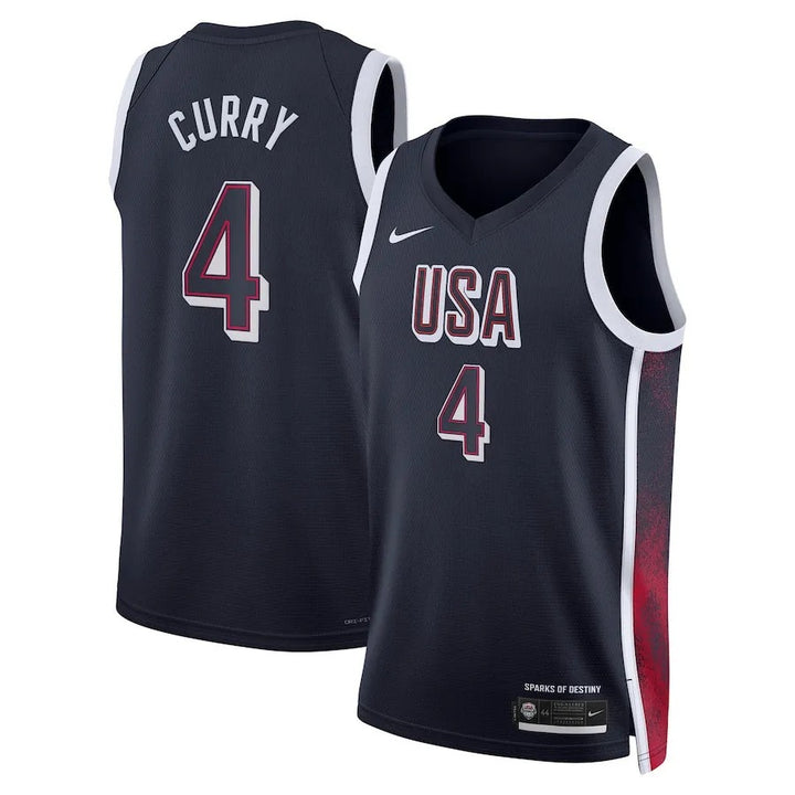USA National Basketball Jersey – Olympics 2024 Stephen Curry (Blue)