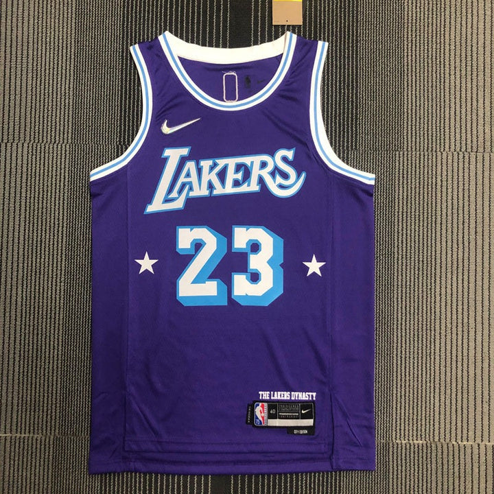 Los Angeles Lakers 75th Diamond City Edition 21/22 LeBron James #23 Jersey – Purple
