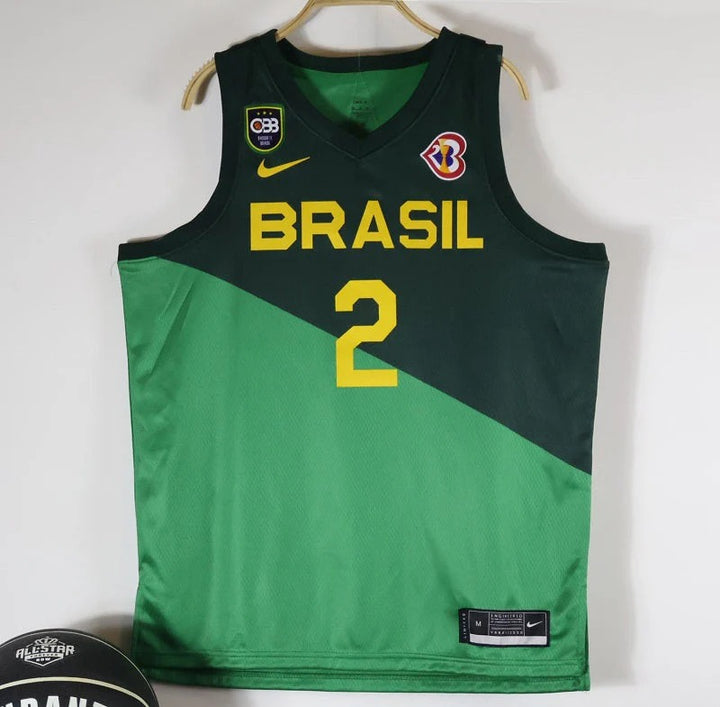 Brazil National Basketball Jersey + CBB & 2023 World Cup Patch (Green)