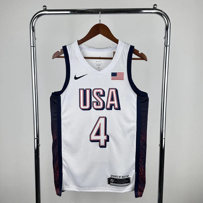 USA National Basketball Jersey – Olympics 2024 Stephen Curry (White)