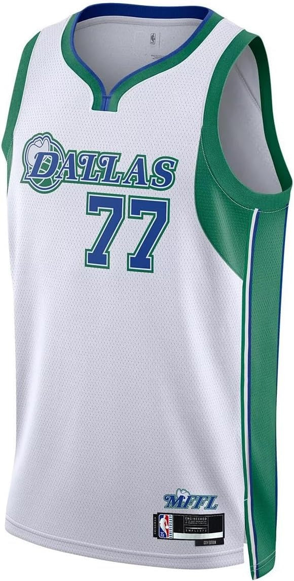 Dallas Mavericks Classic Edition Jersey – Luka Dončić #77 White & Green