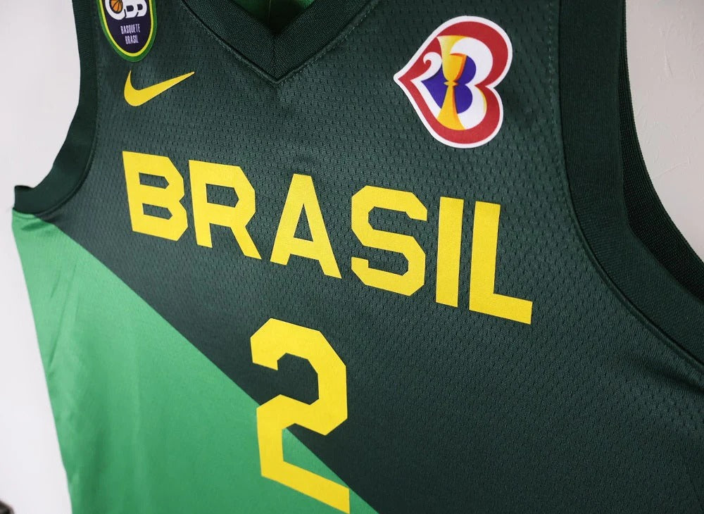 Brazil National Basketball Jersey + CBB & 2023 World Cup Patch (Green)