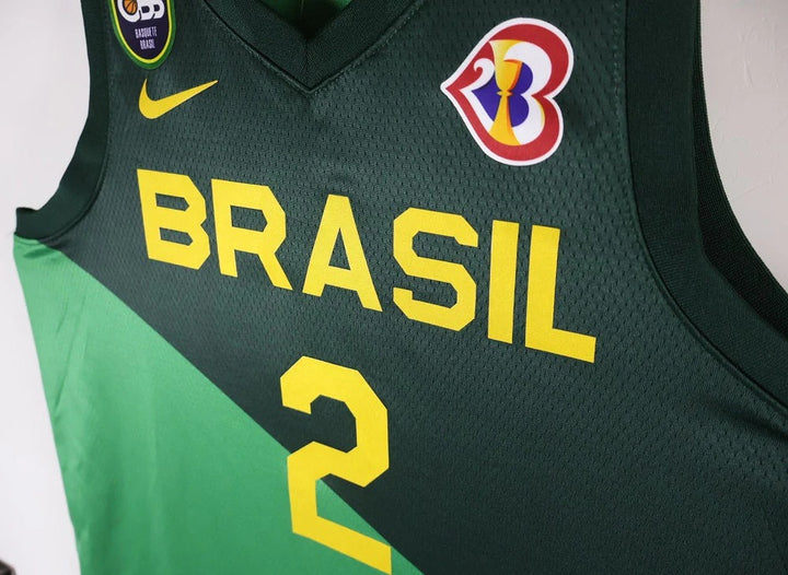 Brazil National Basketball Jersey + CBB & 2023 World Cup Patch (Green)
