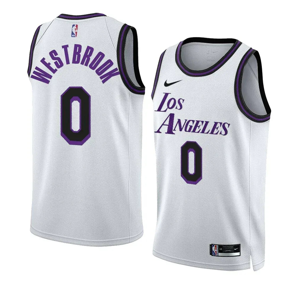 Los Angeles Lakers City Edition Westbrook #0 Jersey – White/Purple